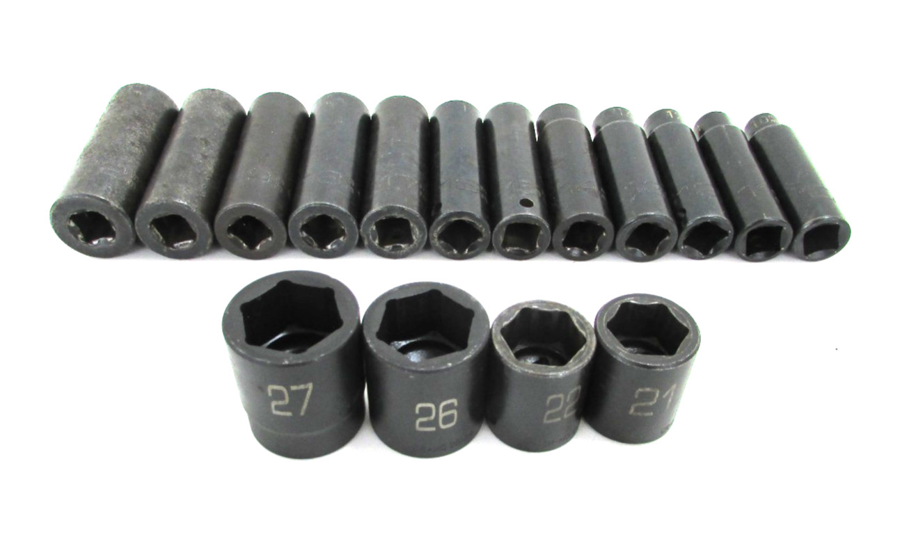 MATCO TOOLS 1/2” DRIVE METRIC DEEP IMPACT SOCKET SET, 6-POINT, USA