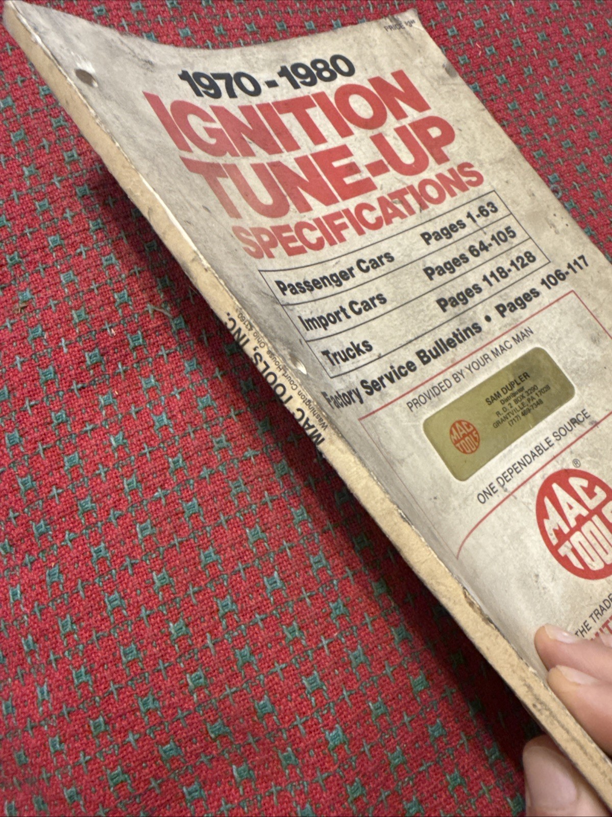 Vintage MAC TOOLS Ignition Tune Up Specifications Manual 🇺🇸 Jeep International