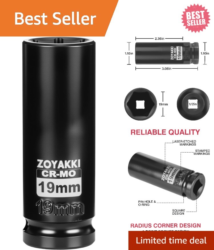 19mm 1/2″ Drive Deep Impact Socket – Optimal Fit with Chrome Molybdenum Steel