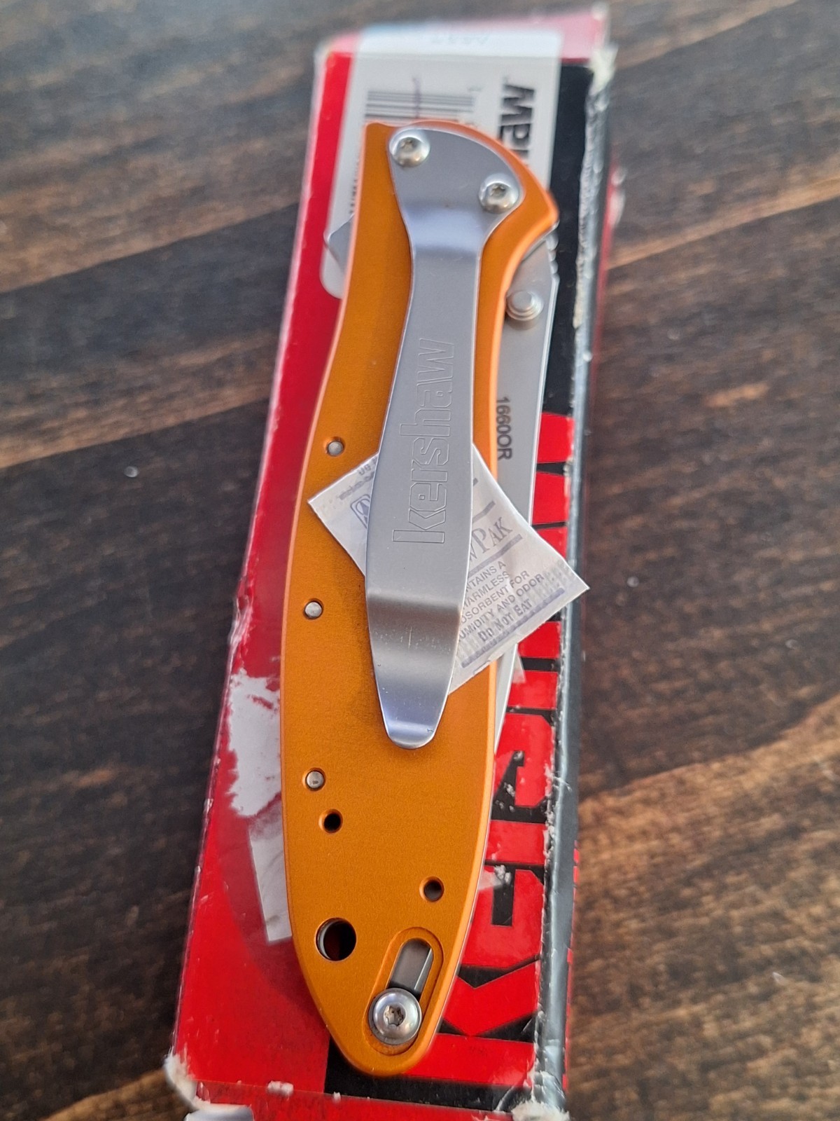 Kershaw Orange LEEK Pocket Knife w/Clip & Assisted Opening USA #1660OR