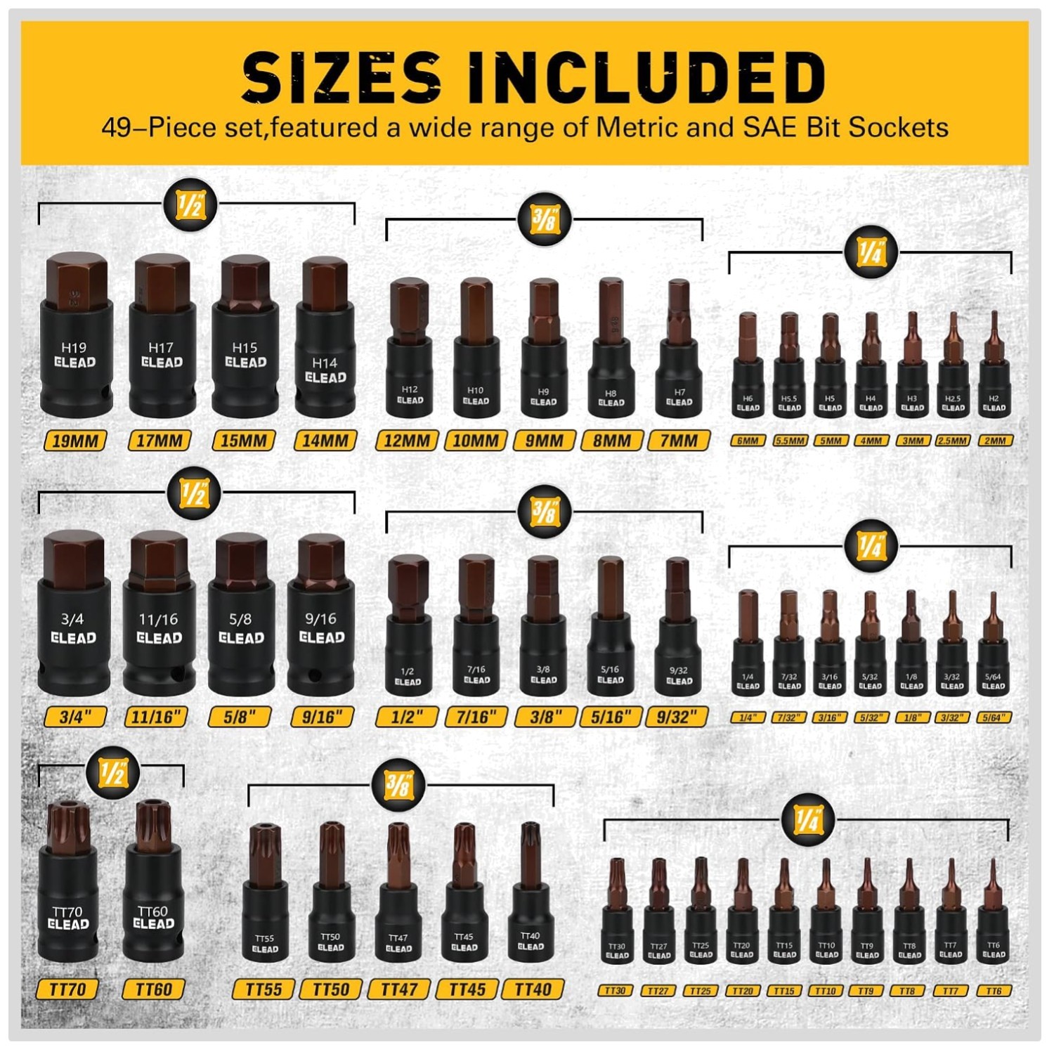 66-Piece Torx & Hex Bit Socket Set, CR-V & S2 Alloy Steel