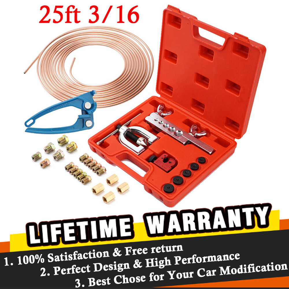 25 ft 3/16 Copper Coated Brake Line Single Double Flaring Tool with Tube Bender