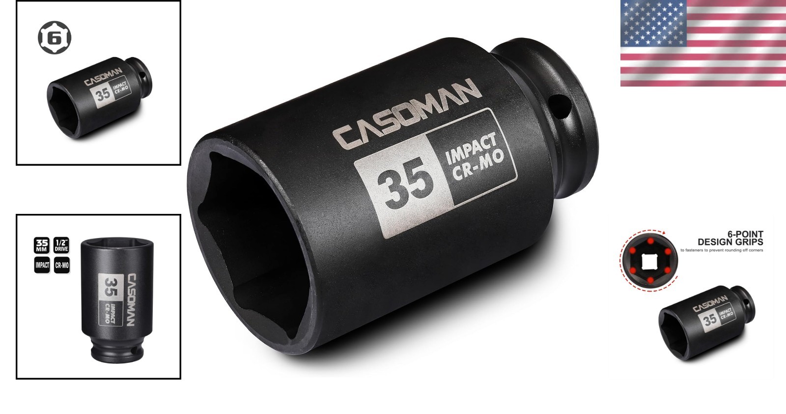 Corrosion-Resistant 1/2″ Drive 35mm Deep Socket – High-Torque 6-Point Design