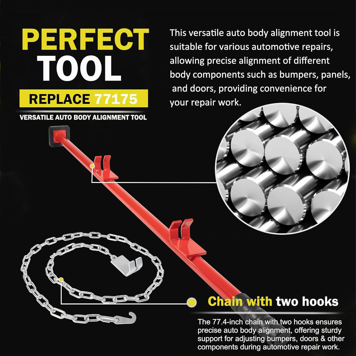 77175 Auto Body Alignment Bar Tool with Chain Heavy Duty Body Dent Repair Tool