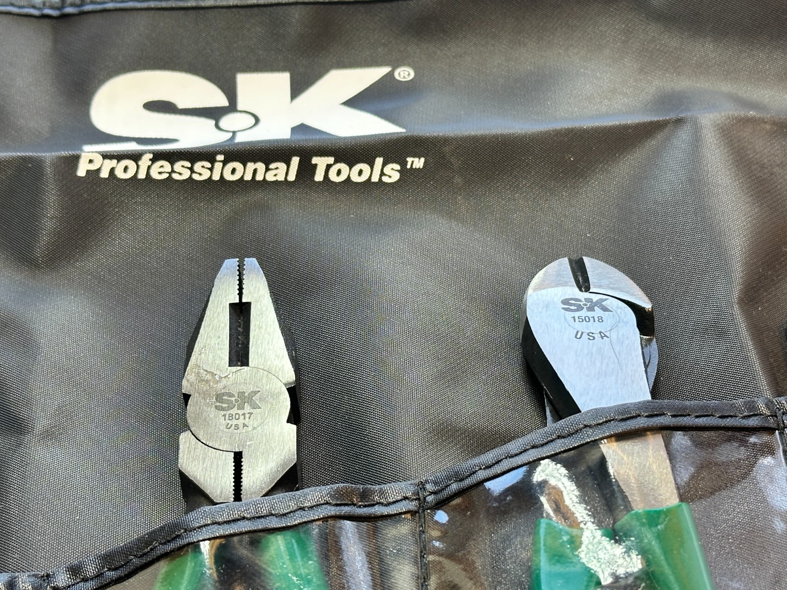 NEW SK Tools USA 5pc General Purpose Pliers Set, Green Cushion Grip w/ Kit Bag