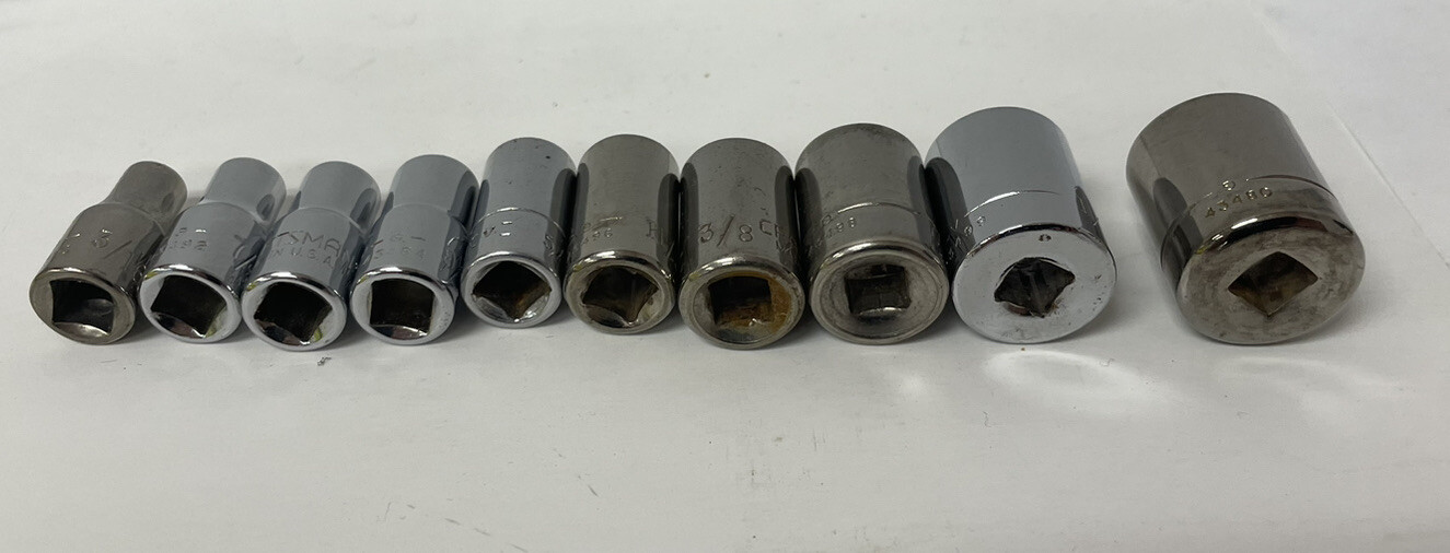 CRAFTSMAN 10 PIECE 1/4» DRIVE 6 POINT SAE SOCKET SET 3/16″ to 9/16″ Chrome Lot