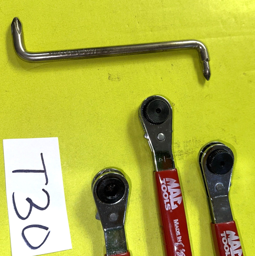 MAC TOOLS 3 PIECE 1/4 HEX BIT THUMB WHEEL RATCHETING WRENCH & OFFSET SCREWDRIVER