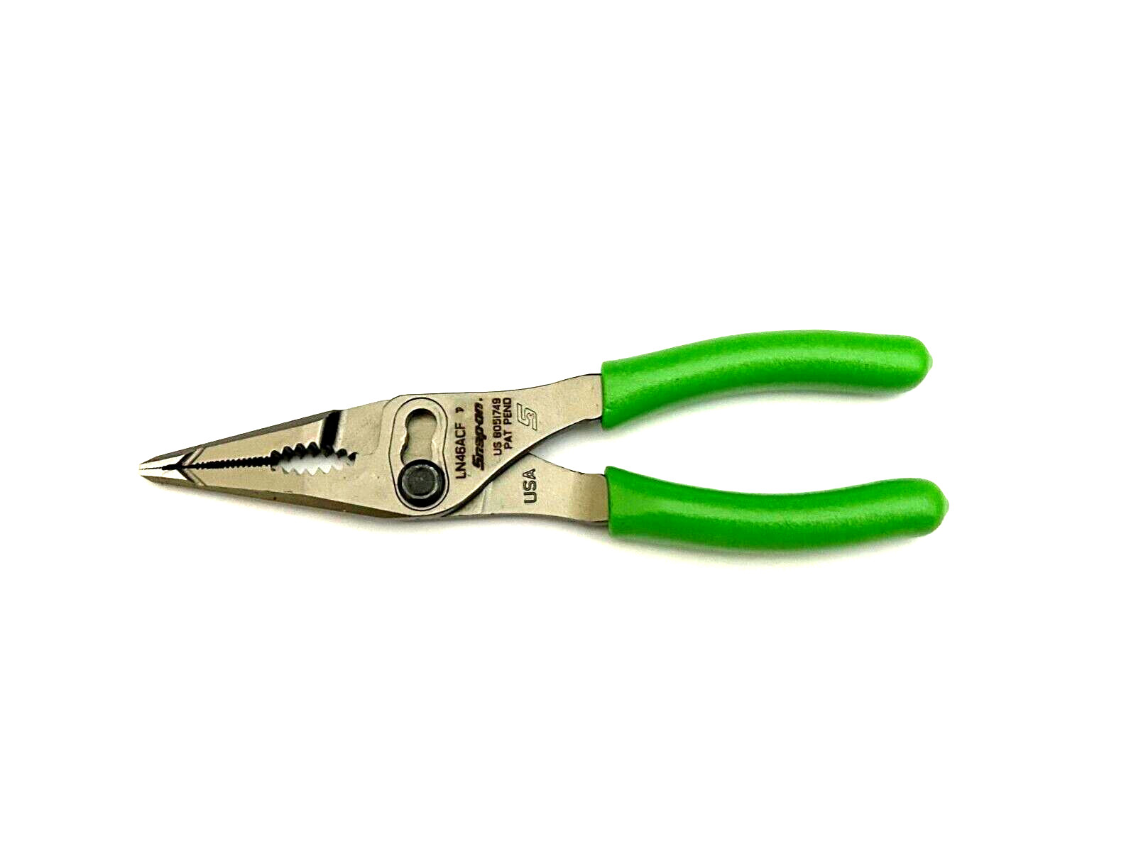 SNAP ON TOOLS USA GREEN 7″ Soft Grip Long Nose Slip Joint Pliers LN46ACFG NEW