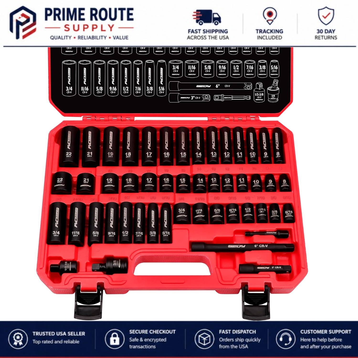 Complete 49-Piece 3/8-Inch Drive Impact Socket Set with Organized Storage Case