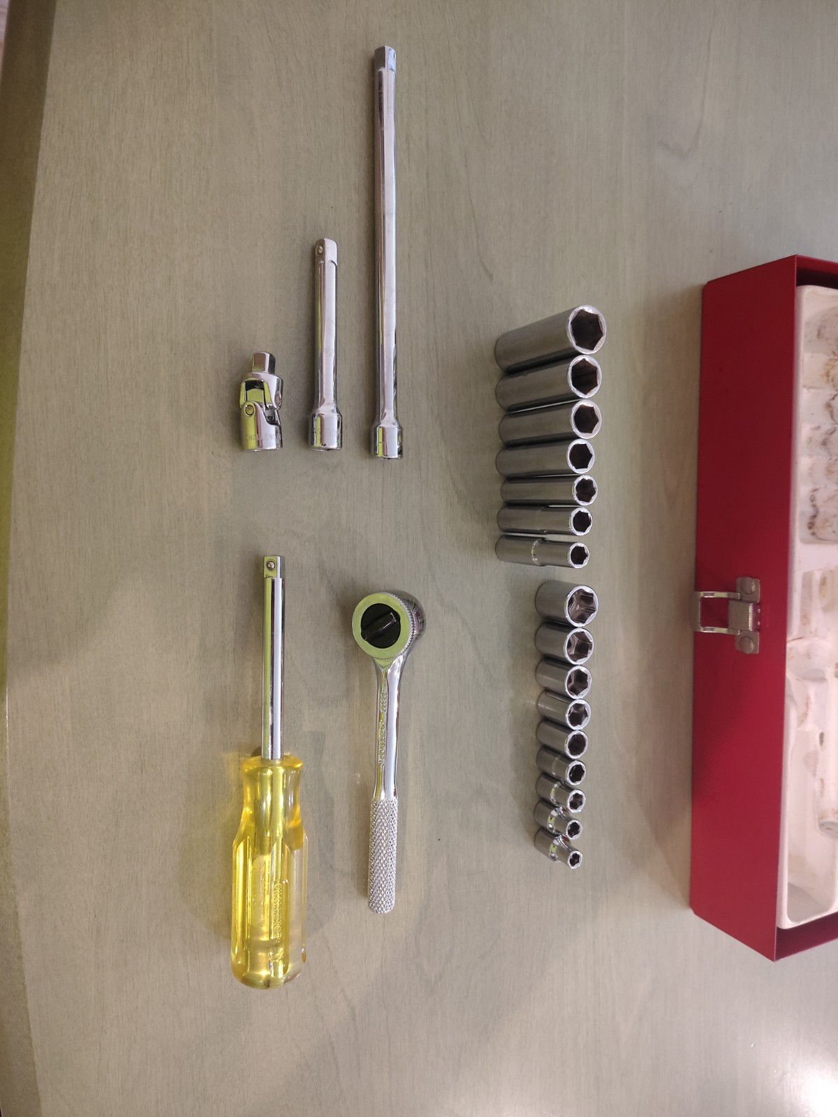 CHALLENGER PROTO 1/4″ In. Drive SAE 21pc Socket Set In Red Metal Case USA Read