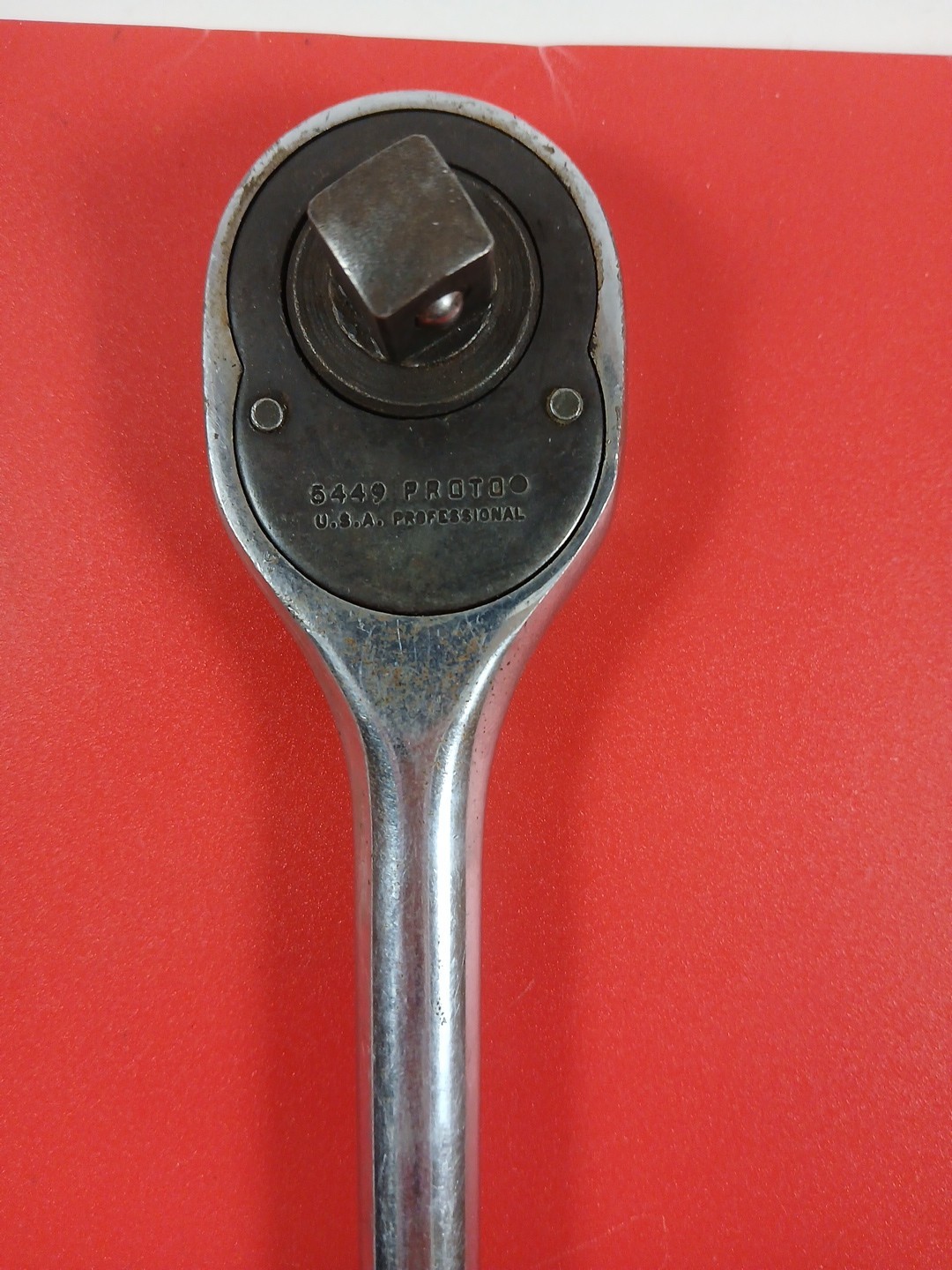 Vtg Proto 5449 1/2″ Drive Pear Head Ratchet 10″ Knurled Handle USA