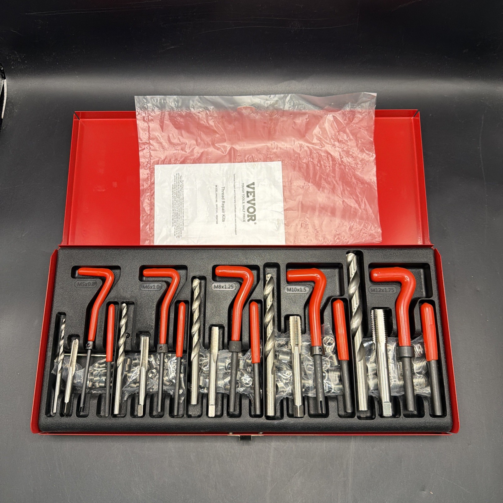 VEVOR 166 PCS Helicoil Thread Repair Kit Metric Rethread Tool M5 M6 M8 M10 M12