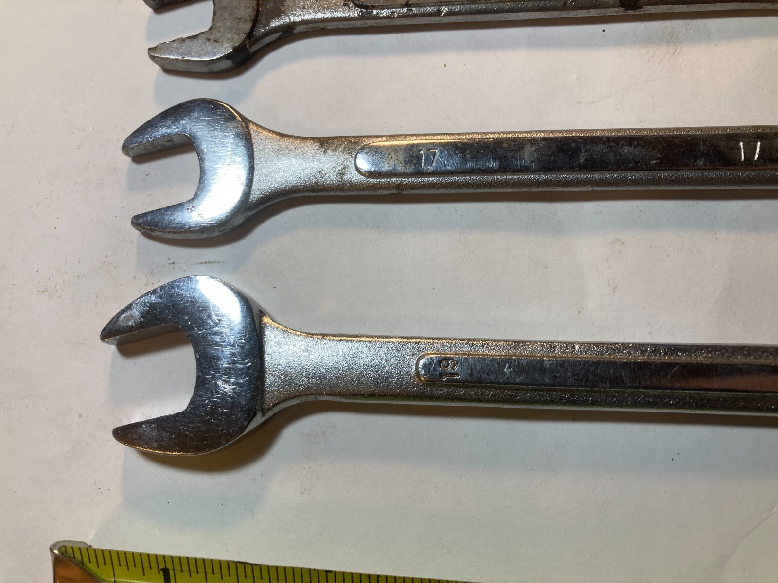 Vintage 4 Chrome Vanadium Combination Wrenches 13, 15, 17, 19mm Steel Forged