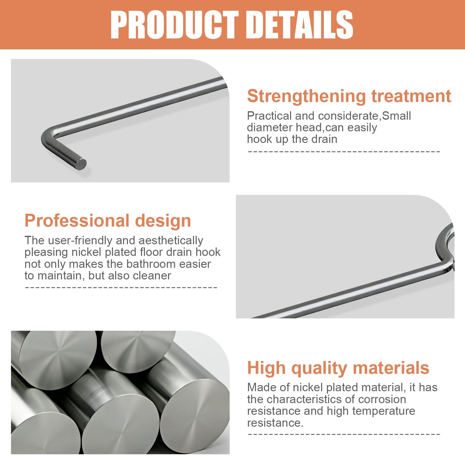 2 Pack Drain Lifting Hook, Stainless Steel Drain Wrench Lifting Hook, Drain Grid…