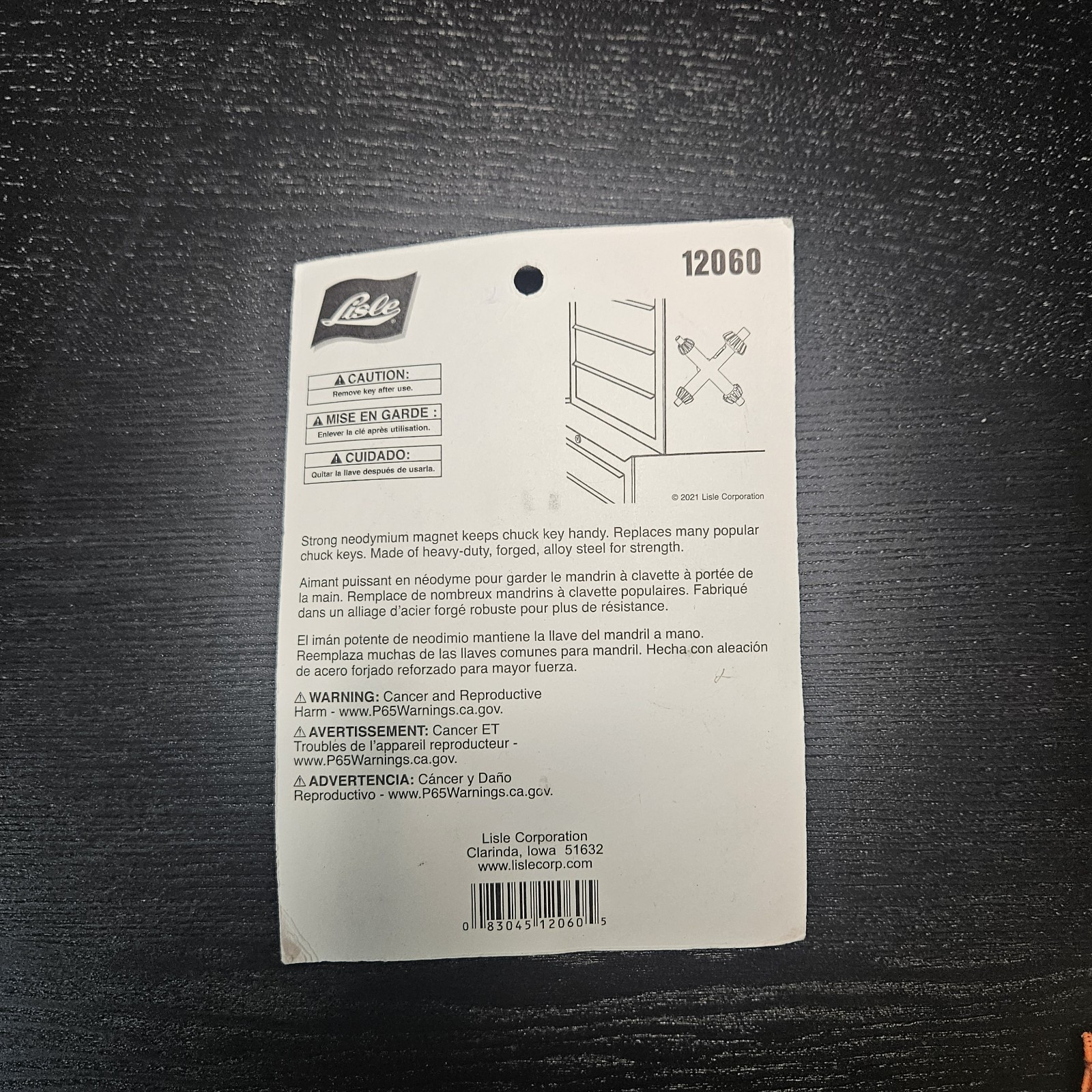 Lisle 12060 Large Master Magnetic Chuck Key with 4 Sizes
