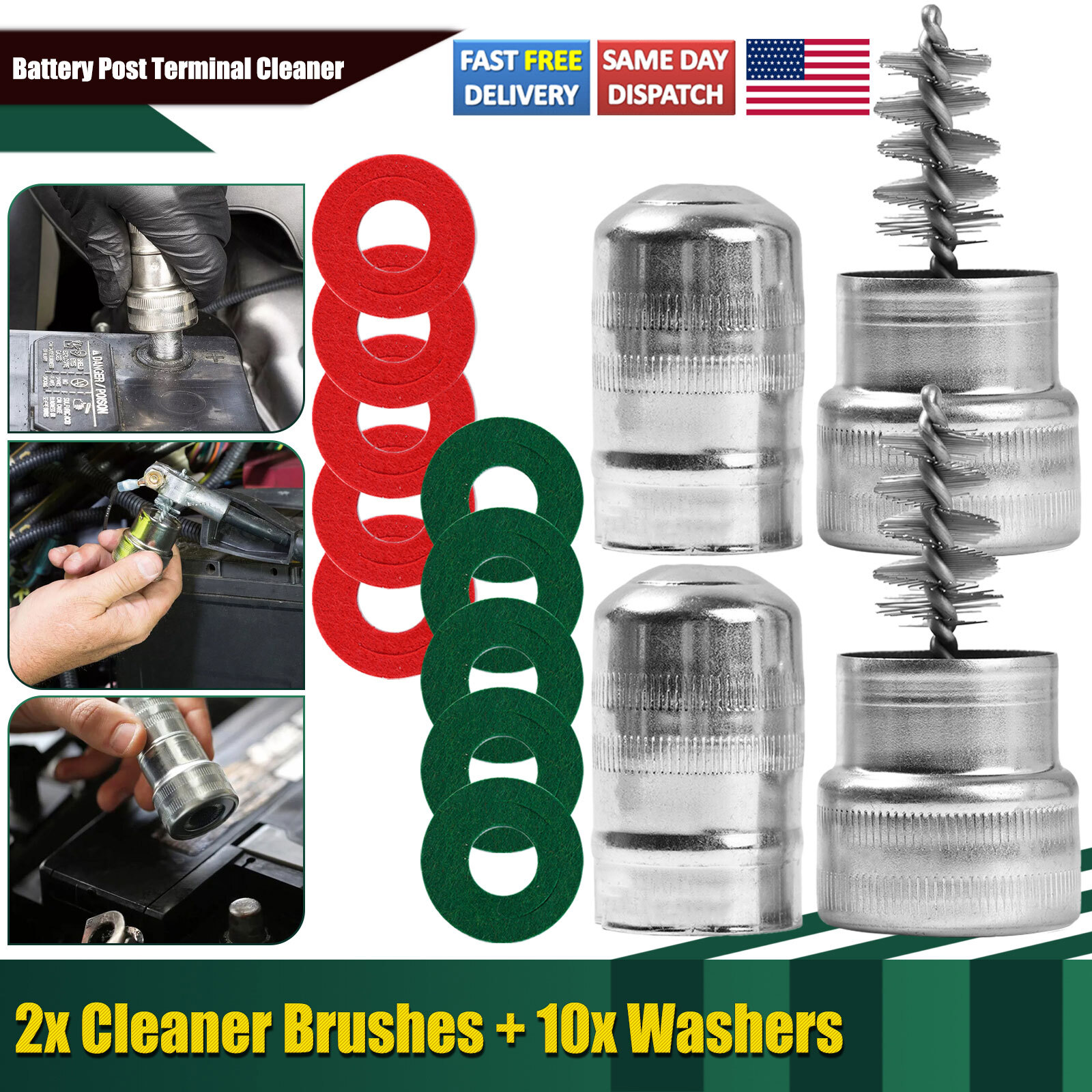 Car Battery Post Terminal Cleaner Dirt Corrosion Brush Hand Protector Tool Kits;