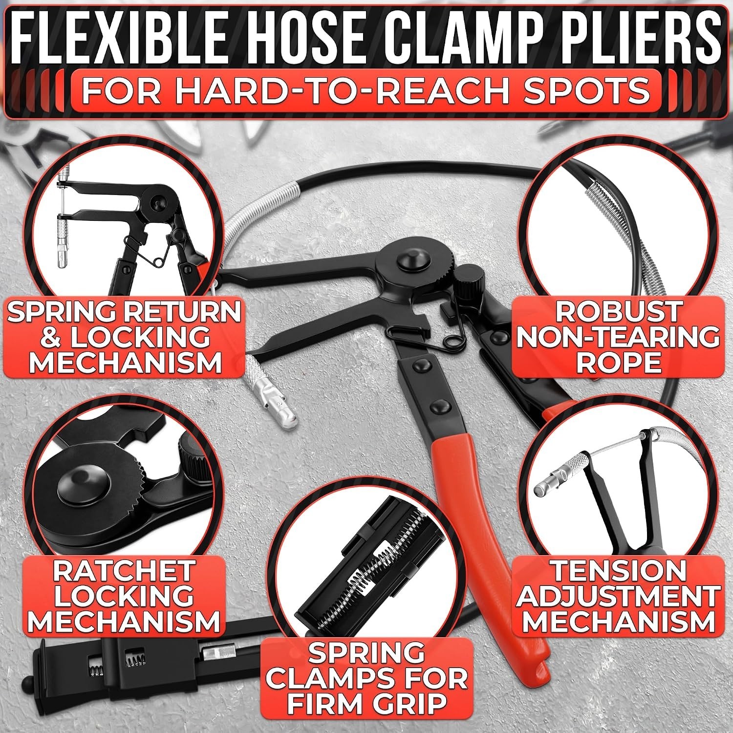 Non-Slip Rubber Handle Radiator Hose Clamp Pliers – 8.2″ & 8.6″ Durable Set
