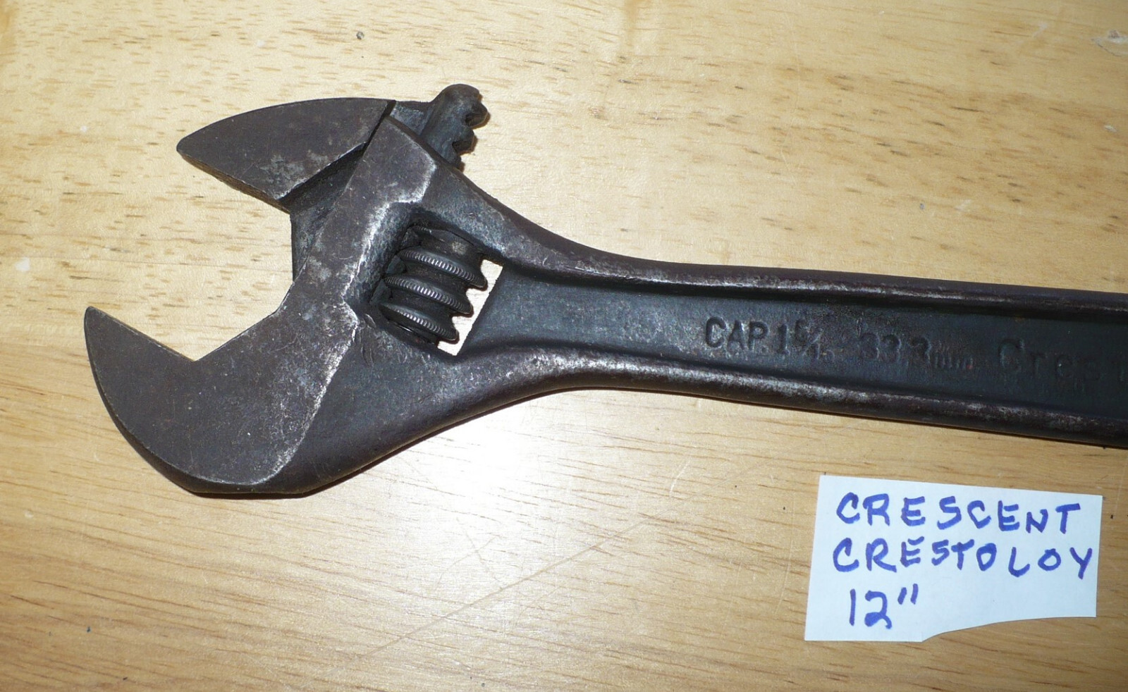 Vintage 12″ Crescent Crestoloy Adjustable Wrench 300mm Cap 1-5/16 33.3mm
