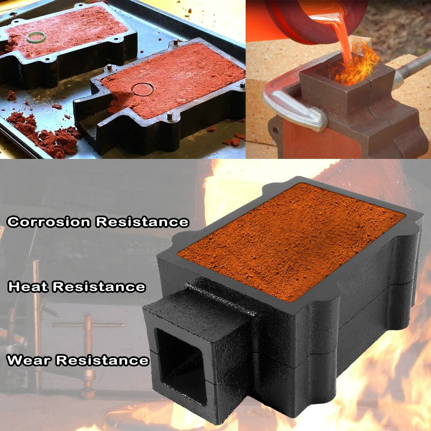 2Pcs Black Flask Mold Holder Kit for Sand Casting Metal,Jewelry and Casting Tool