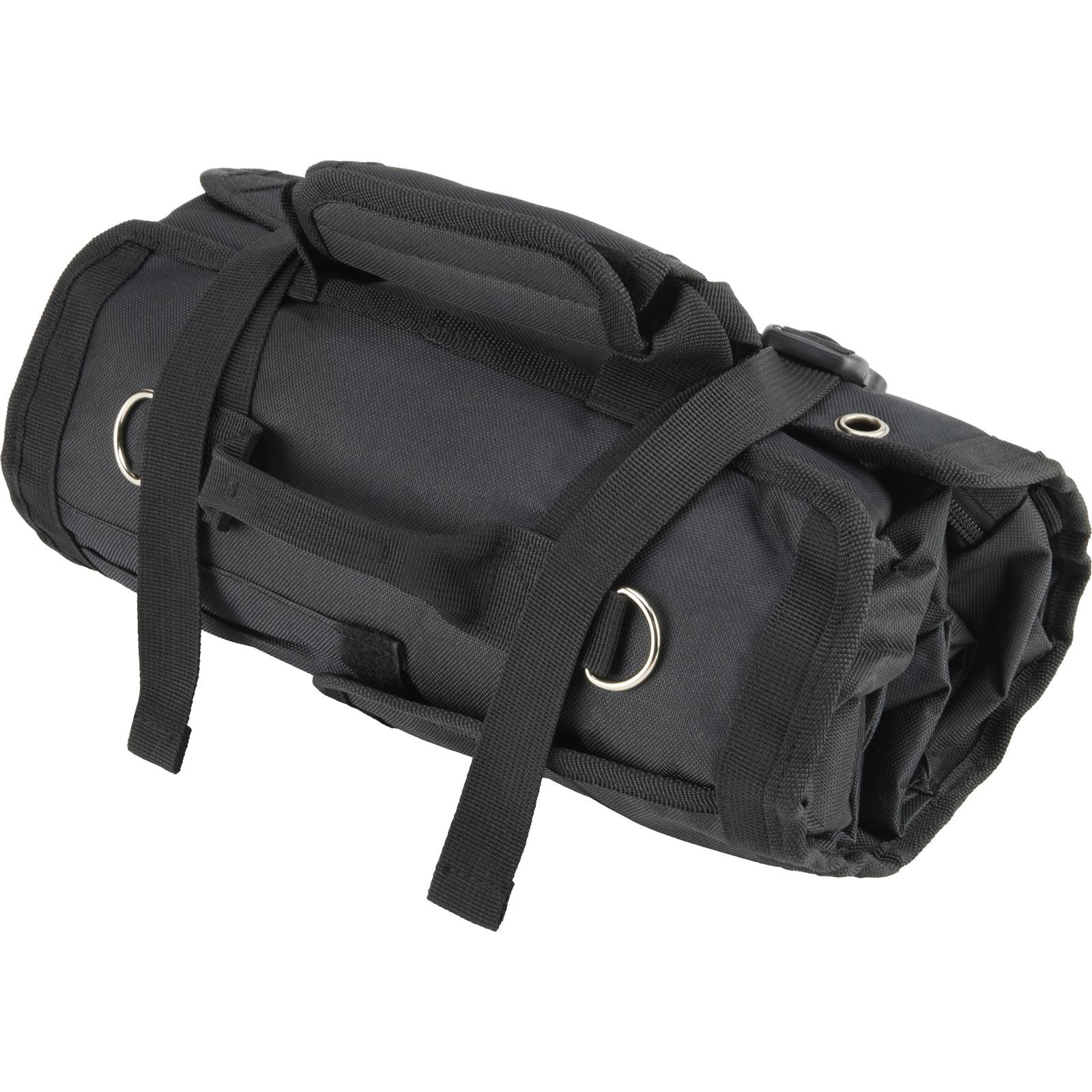 Black Canvas Roll Up Tool Bag Organizer With Zipper Pockets