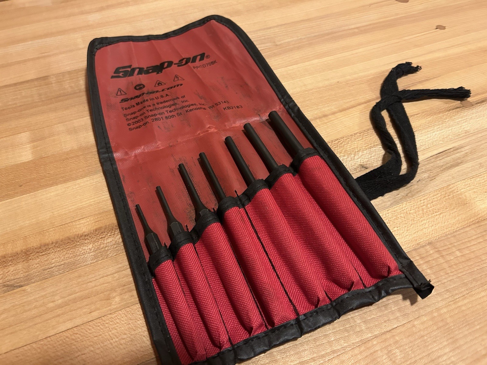 Snap-on Tools | 7-pc Pin Punch Set PPCD70BK + Kit Bag | Free Shipping
