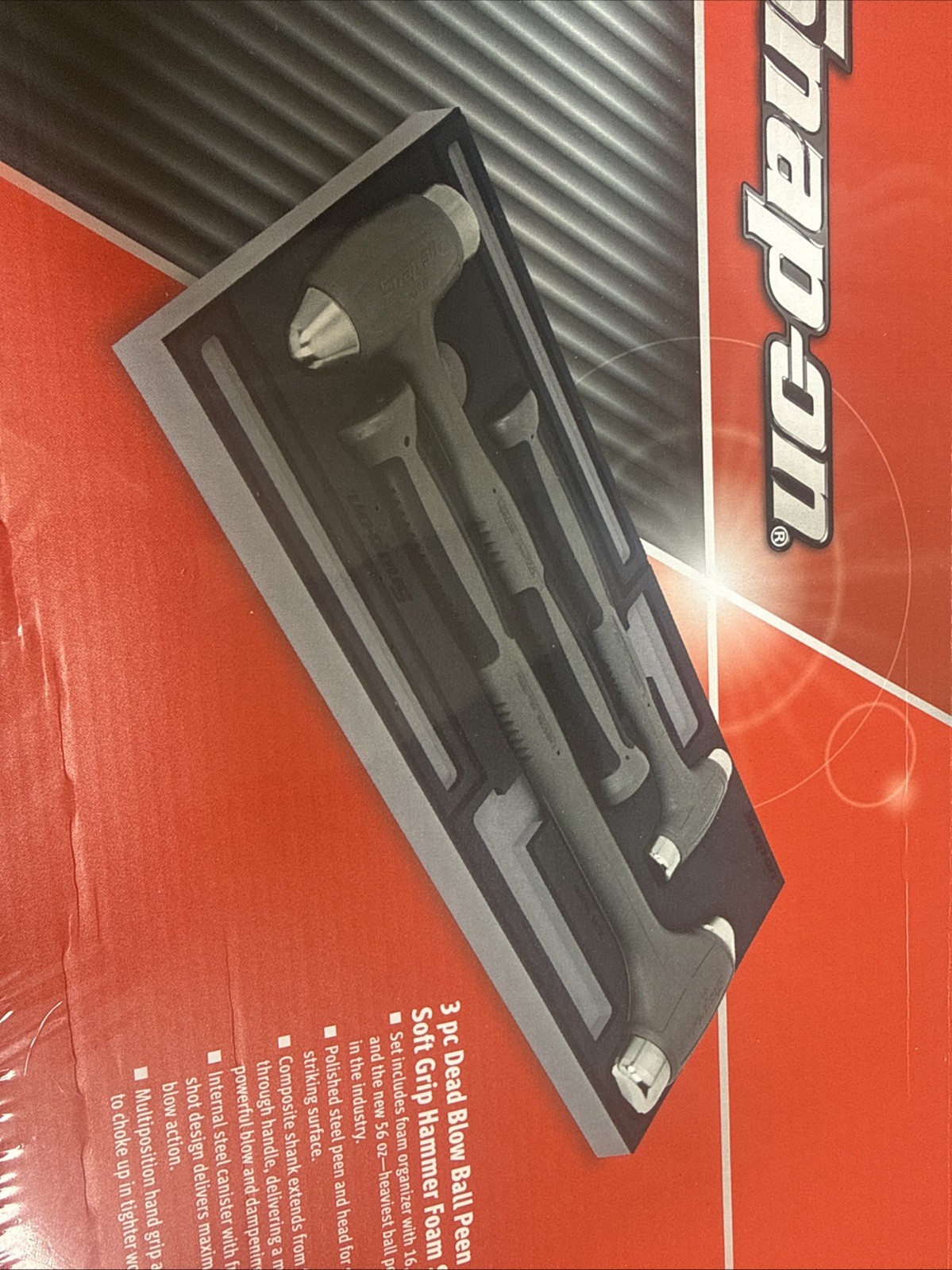 For Snap On Hbbd301fdt 3 pc Ball Peen Soft Grip Dead Blow Hammer Foam Set Gray