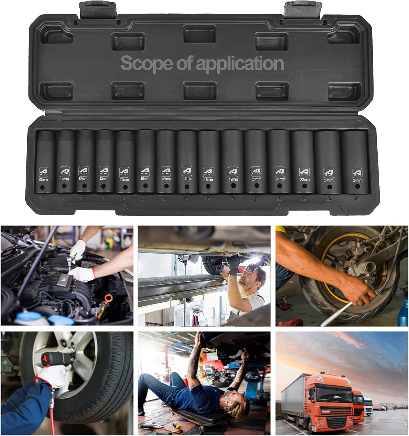 15-Piece 1/2″ Drive Metric Impact Socket Set