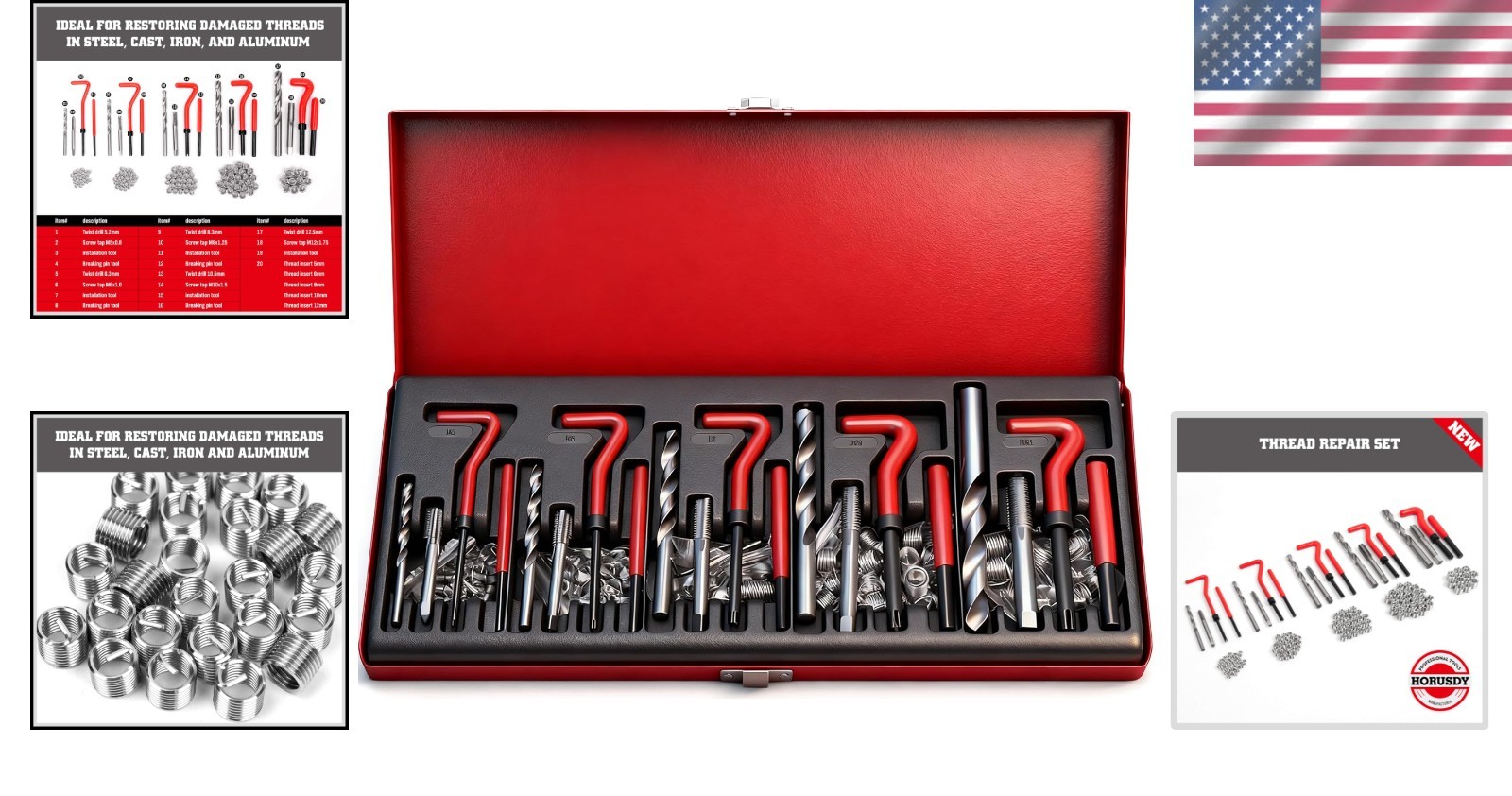 Metric Helicoil Thread Repair Kit 131-pc Set