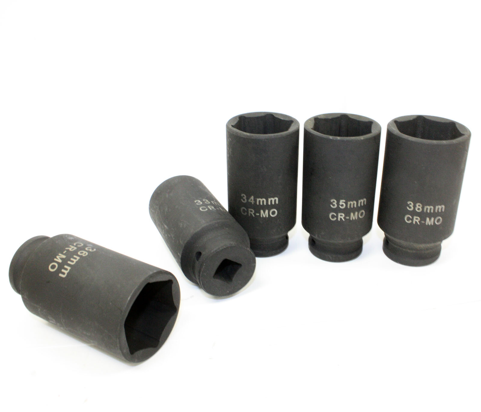 5PC 1/2″ Dr. METRIC FRONT & BACK WHEEL SPINDLE AXLE NUT DEEP IMPACT SOCKET SET