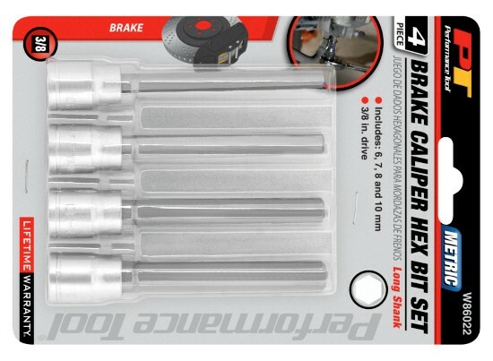 W86022 Metric mm – BRAKE CALIPER Hex Bit Set – Long Shank – 4 Pieces