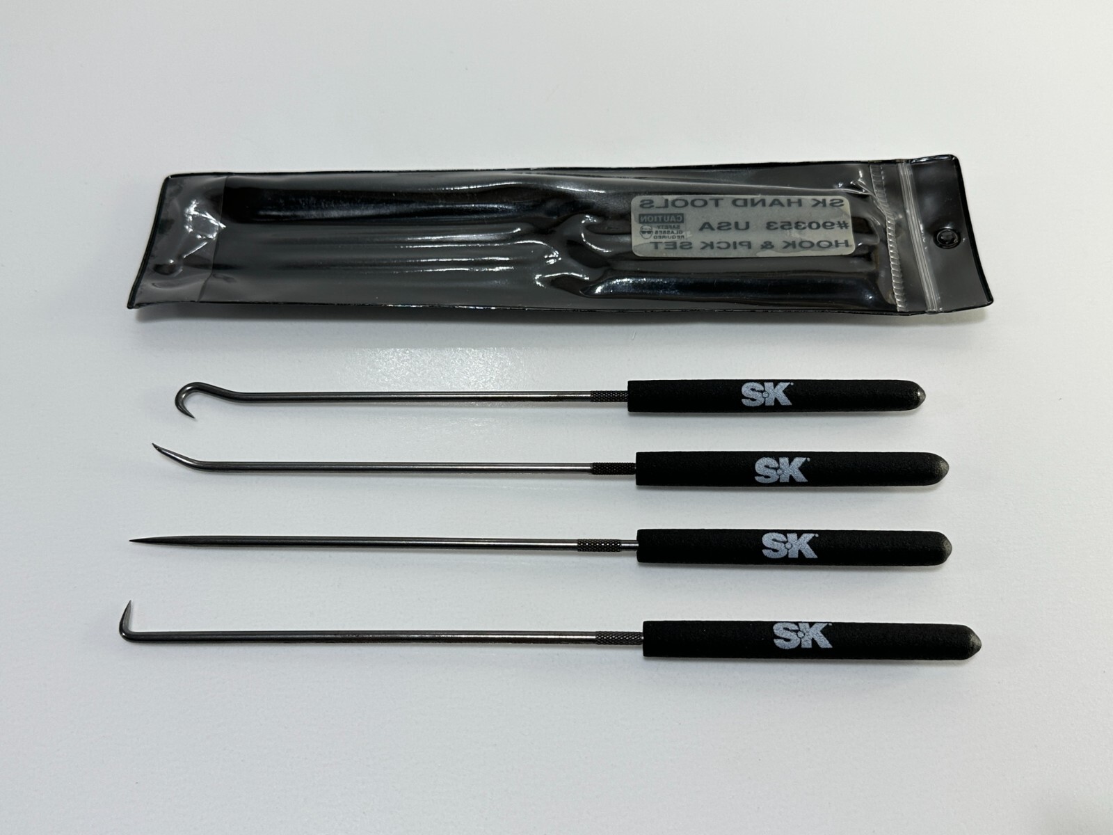 NEW SK Tools USA 4pc Long Hook and Pick Set, Straight Angle Hook Bent – 90353