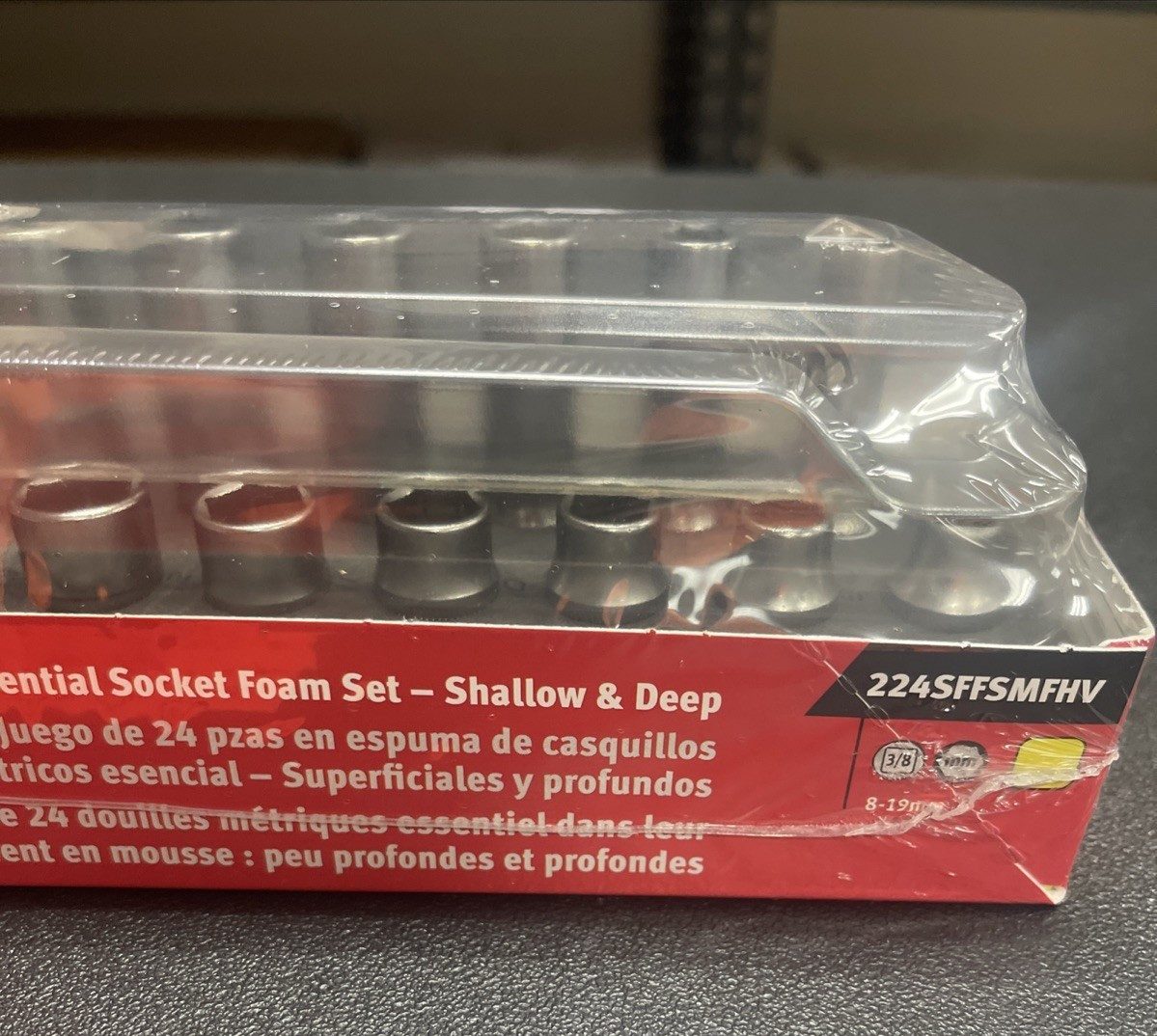 SNAP-ON 224SFFSMFHV 24PC METRIC SHALLOW & DEEP 3/8″ SOCKET FOAM SET 8-19MM New
