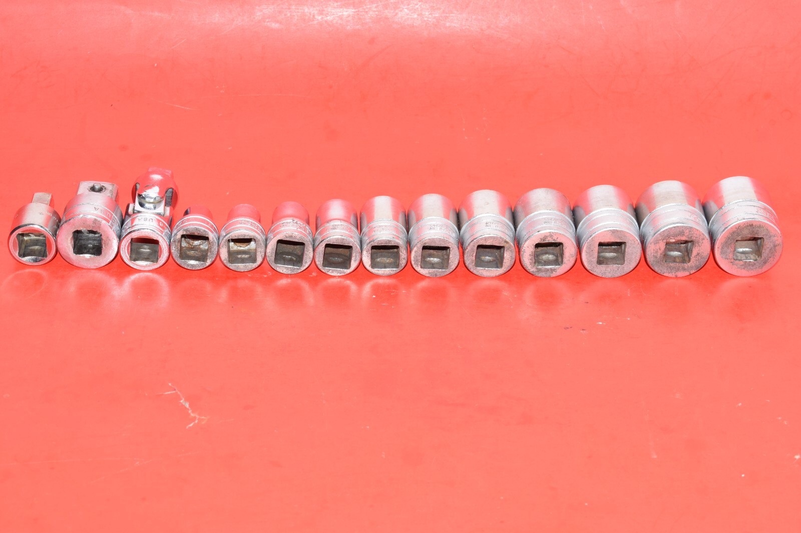 Snap-On 1/2” Drive 18pc SAE Shallow General Service Ratchet Socket Universal Set