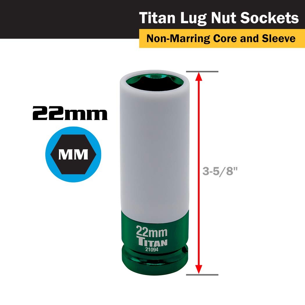 21094 1/2-Inch Drive x 22mm Non-marring Impact Deep Lug Nut Socket