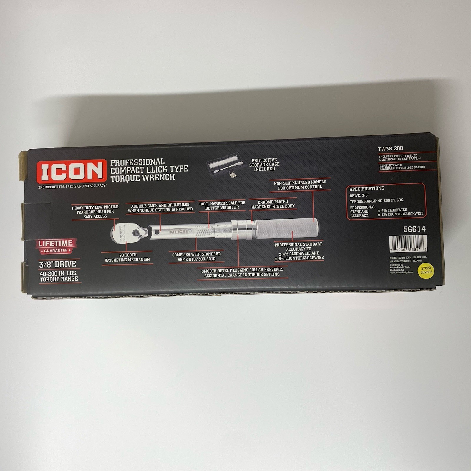 ICON Professional 3/8″ 90-Tooth Compact Torque Wrench TW38-200 – NEW!