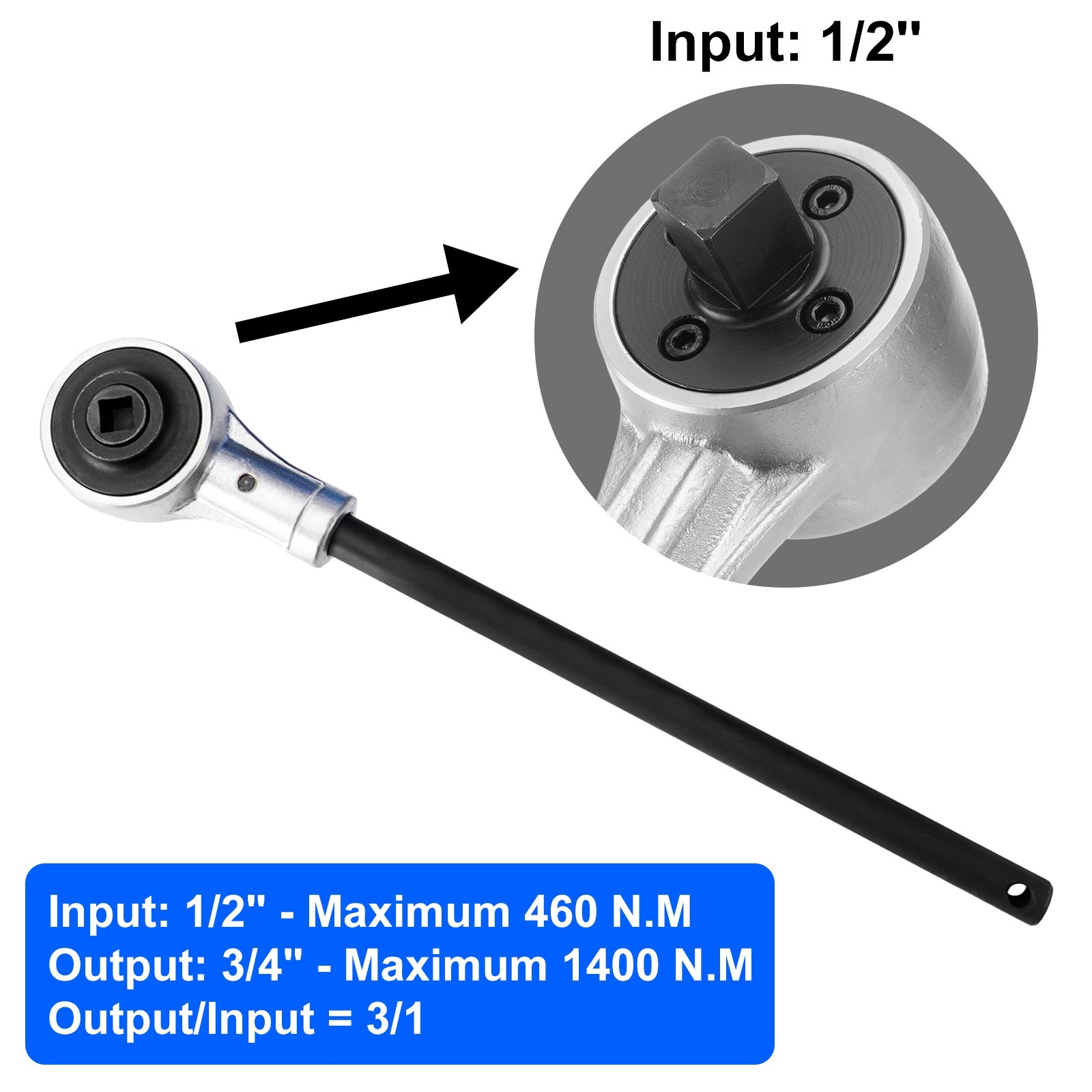 03716B 1/2″ Torque Multiplier Power Wrench 2,200 Foot-Pound Professional Grade