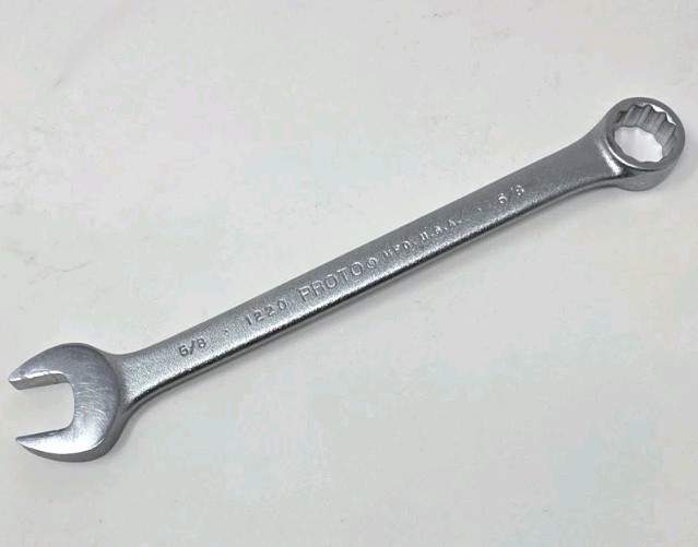 Proto 1220 5/8” Combination Wrench Made in USA Chrome Satin 12 Point Vintage