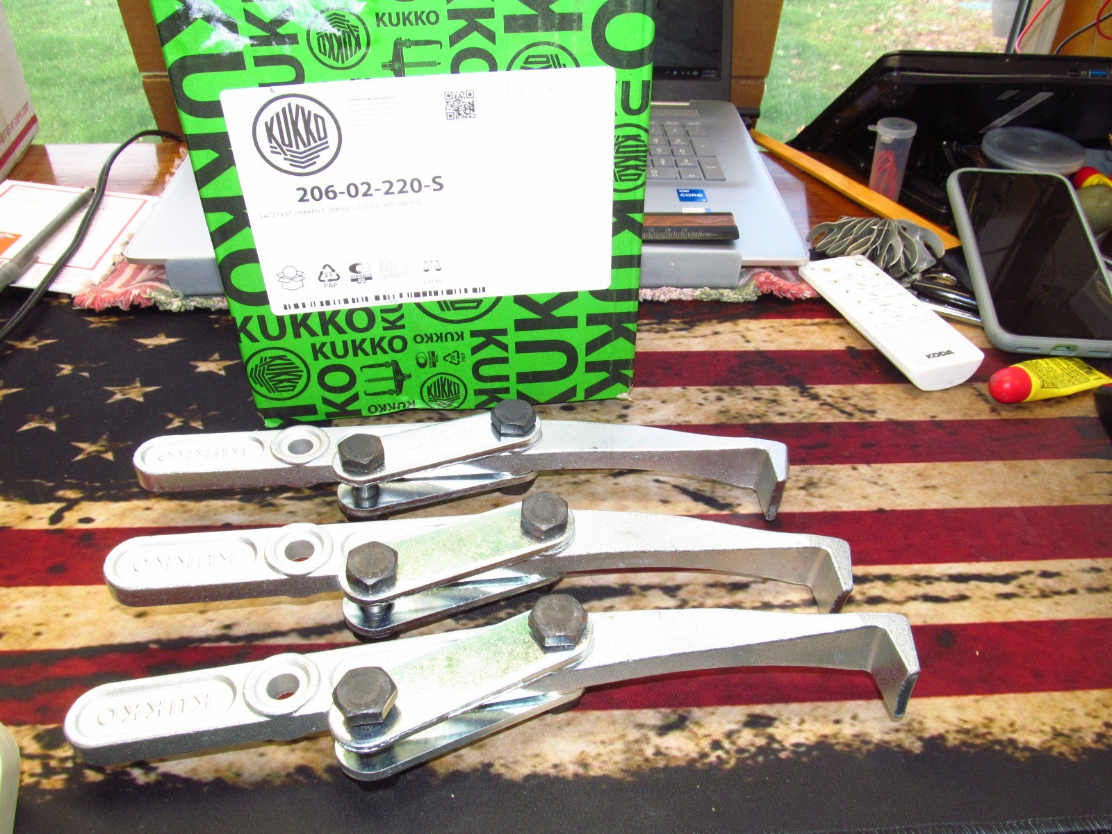 Kukko Set of 3 Puller Legs w/Connecting Bars & Bolts – For Kukko 3-Jaw Pullers
