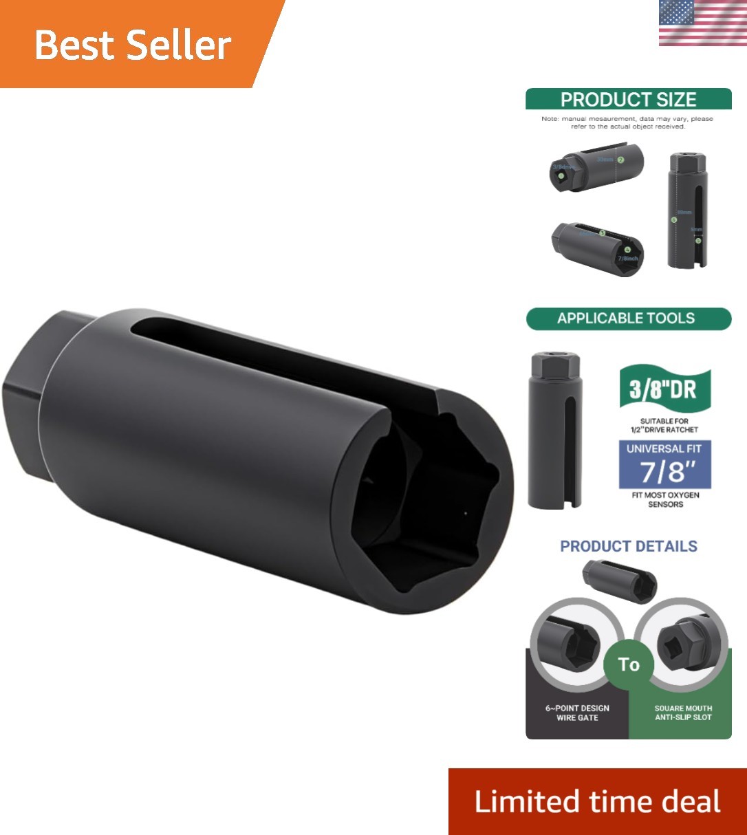 Universal Fit Offset Oxygen Sensor Socket 3/8” Drive – Automotive Essential Tool