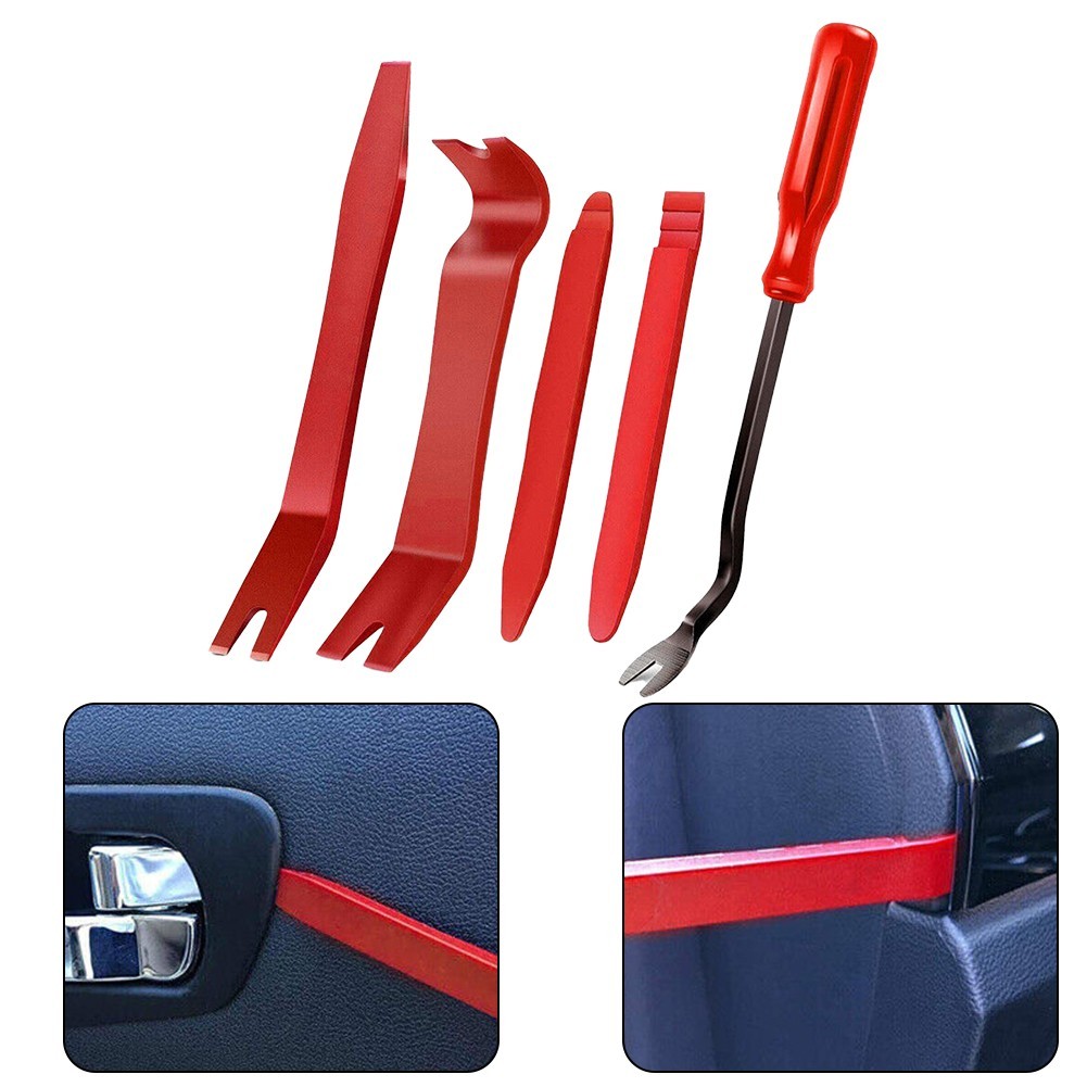 Disassembly Tool Pry Tool Plastic Metal Red Set Trim Removal Auto Parts