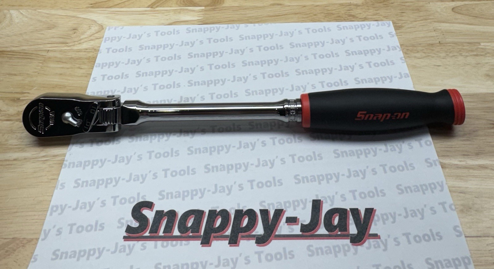 Snap-on Tools USA NEW LOCKING 3/8″ Drive RED Soft Grip Long Flex Ratchet FHLX80B