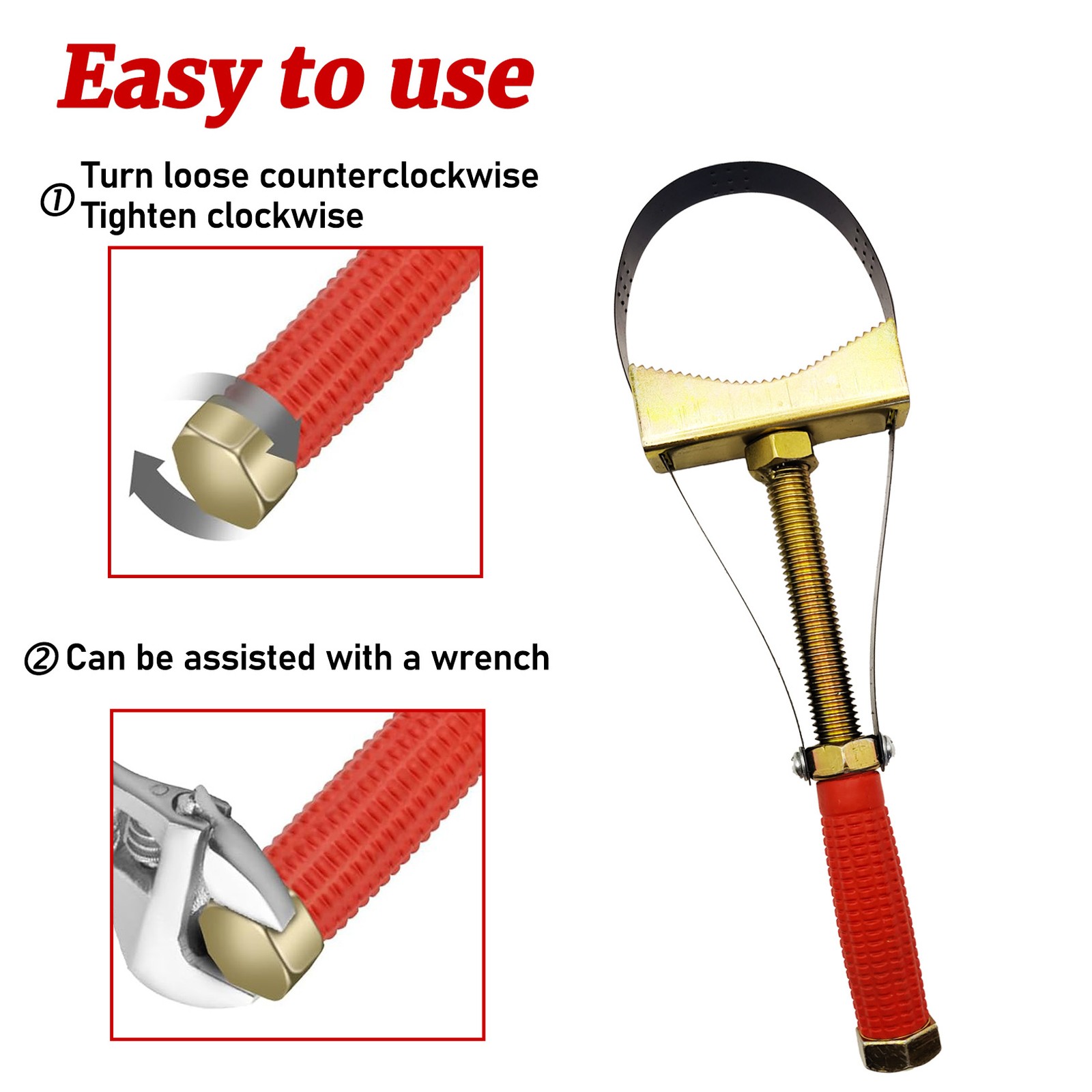 Heavy Duty Oil Filter Wrench Adjustable Strap 9-15cm Diameter For Larger Vehicle