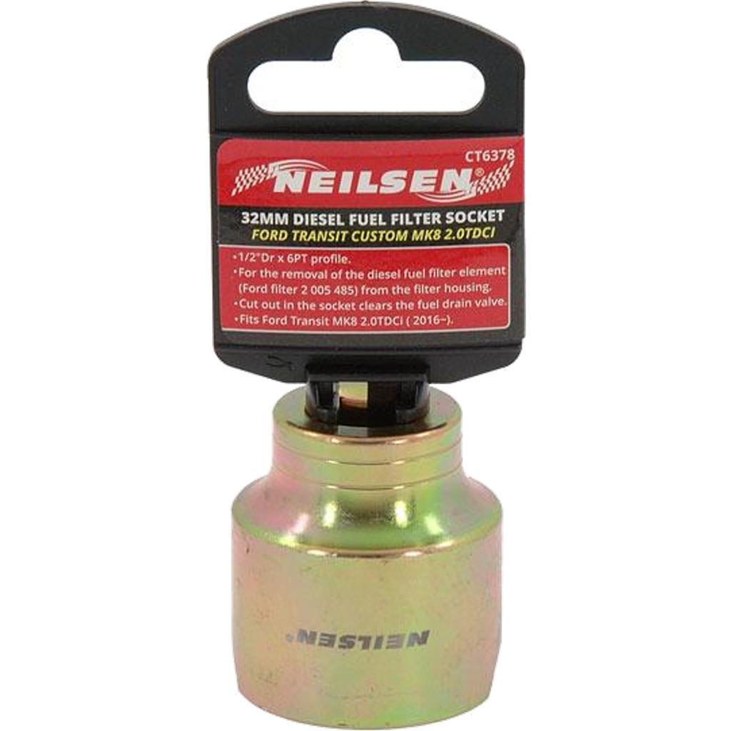 Neilsen Diesel Fuel Filter Metric Single Socket Ford Transit Custom Mk8 32mm
