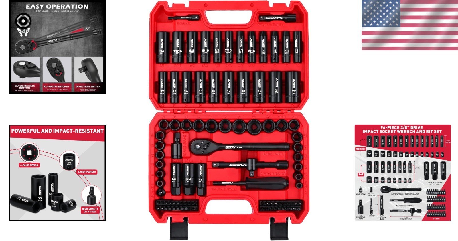 96-Piece Chrome Vanadium 3/8