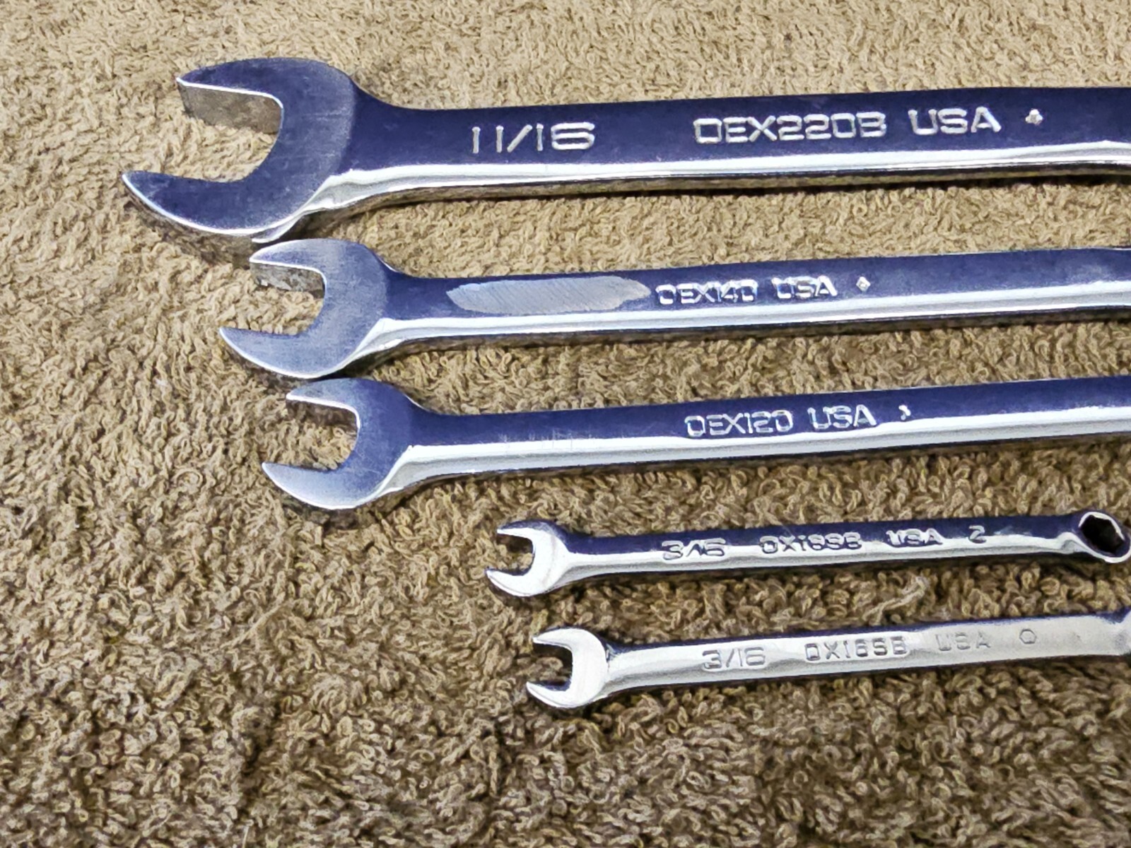 5 Snap-On Stubby Combination Wrench Set OEX OEX220B 11/16″ 7/16″ 3/8″ 3/16″