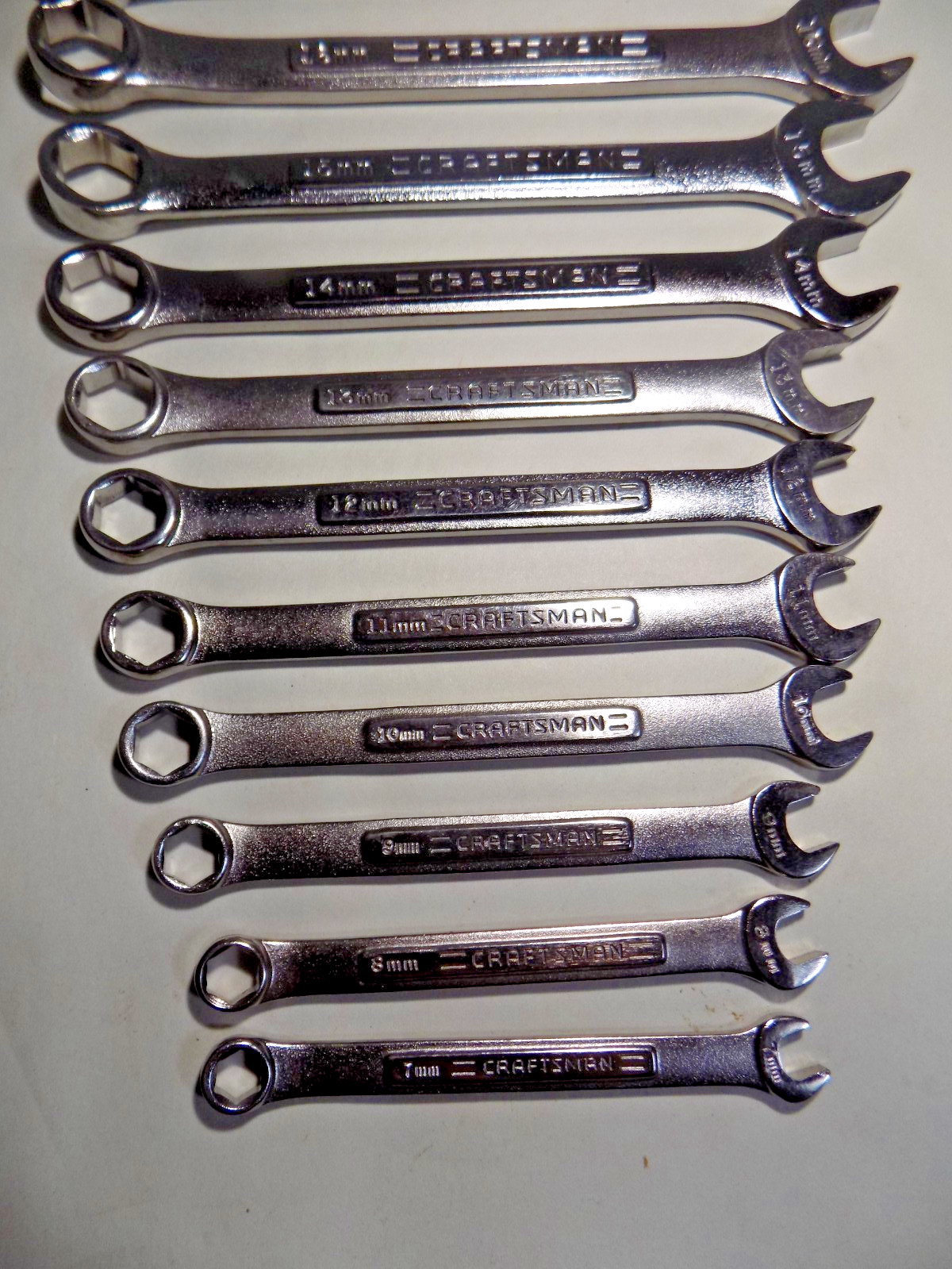 A++ 6 Point 12 Pc. USA Craftsman-VA- 7-18MM Combo Wrench Set In Rack-No Etchings
