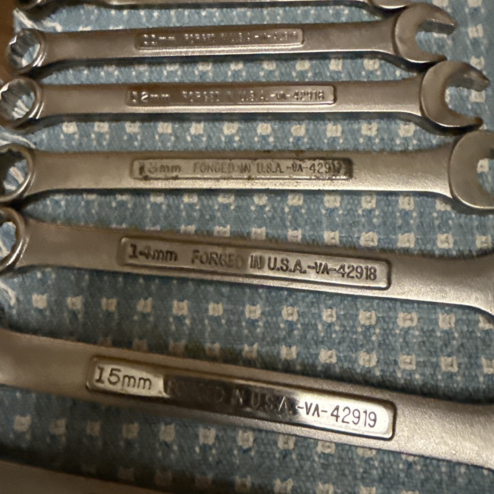 Williams 10mm Craftsman USA VA Metric 12-Point Combination Wrench Set 8-19mm