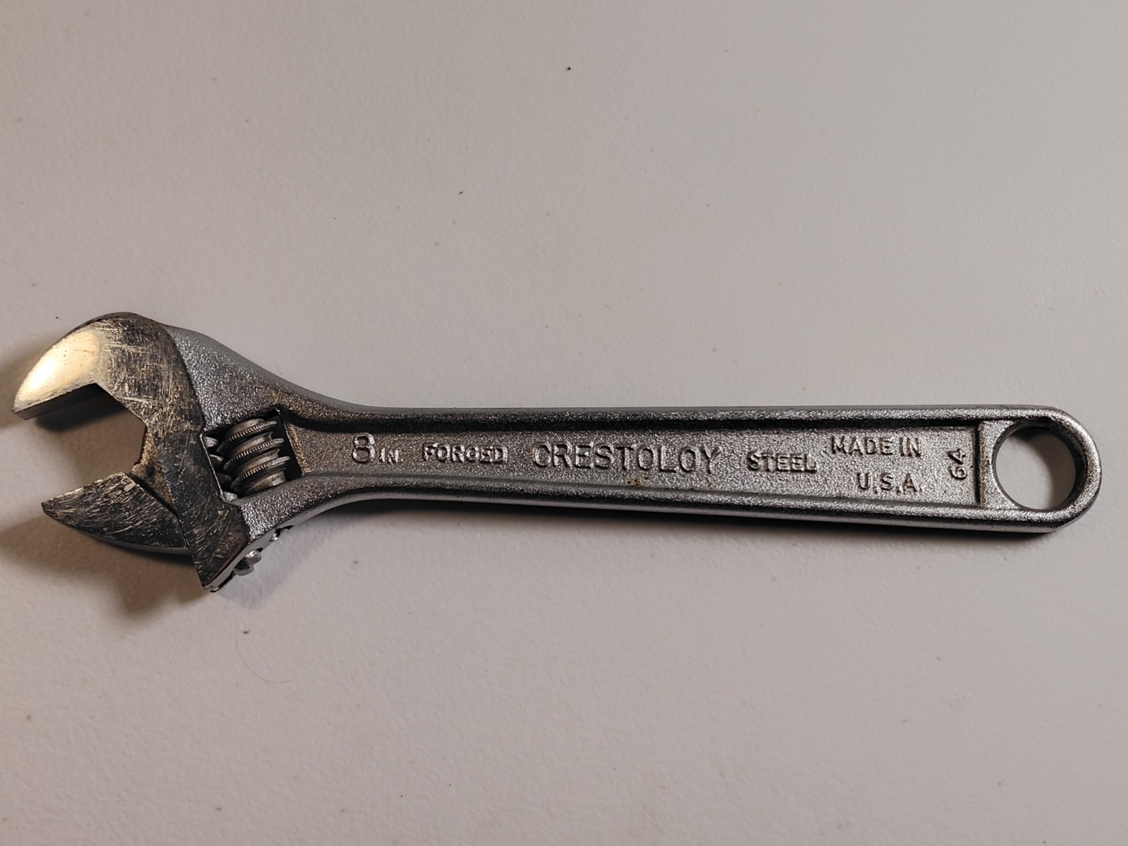 Vintage Crescent 8” Adjustable Wrench Crestoloy Jamestown N.Y. USA 64