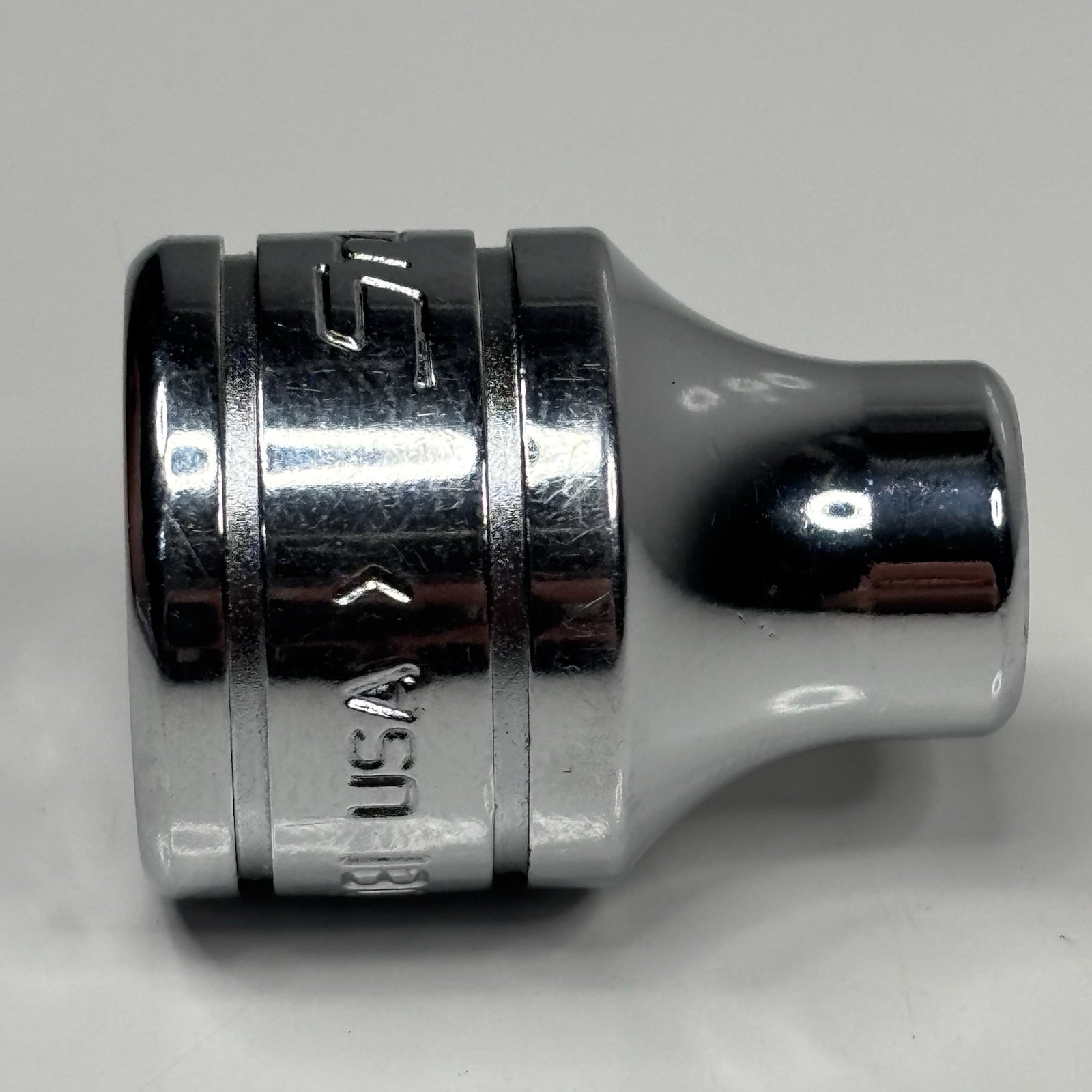 Snap On Tools FS081 3/8 Dr 6Pt SAE 1/4 Flank Dr Shallow Chrome Socket USA 2001