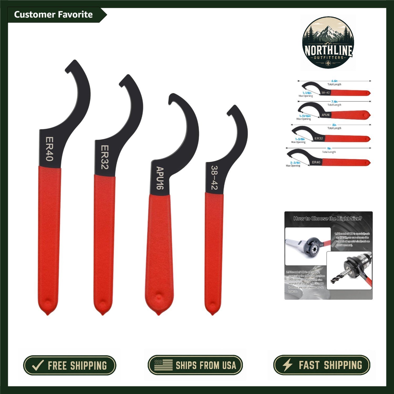 Versatile 4pcs Coilover Wrench Set – High-Speed Steel with Grip Safety Design